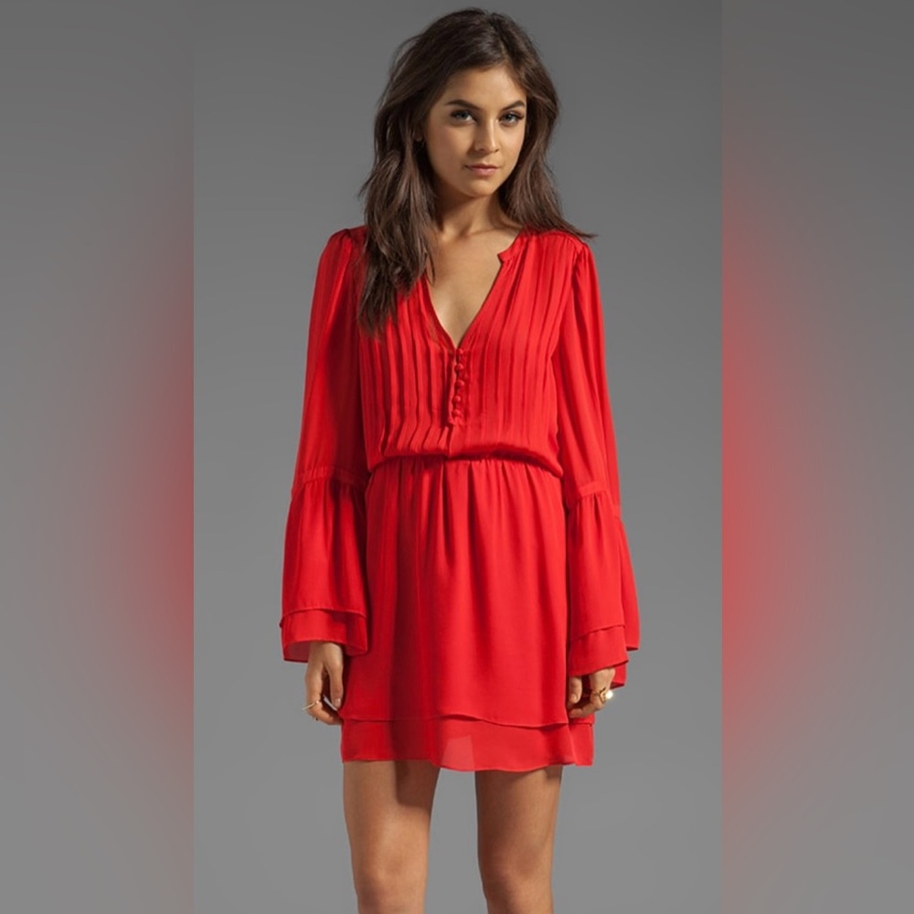 Parker Risa Tomato Red Mini Dress Sz S